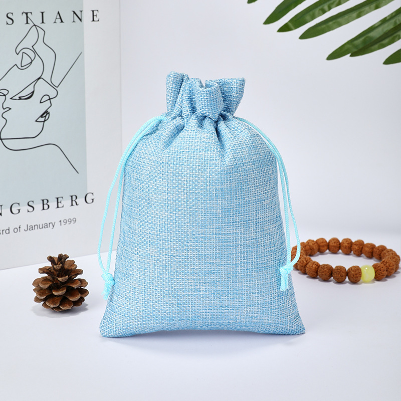Fábrica en stock bolsa de lino Wenwan bolsa de embalaje de la joyería bolsa de té zongzi Almacenamiento de lino bolsa de cordón al por mayor