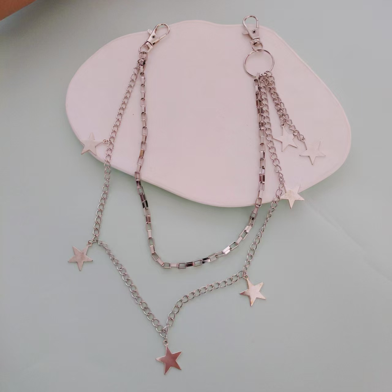 Hot-Selling Versatile Five-Pointed Star Multi-Layer Pendant Waist Street Fashion Metal Personality Pants Chain_voghion.com