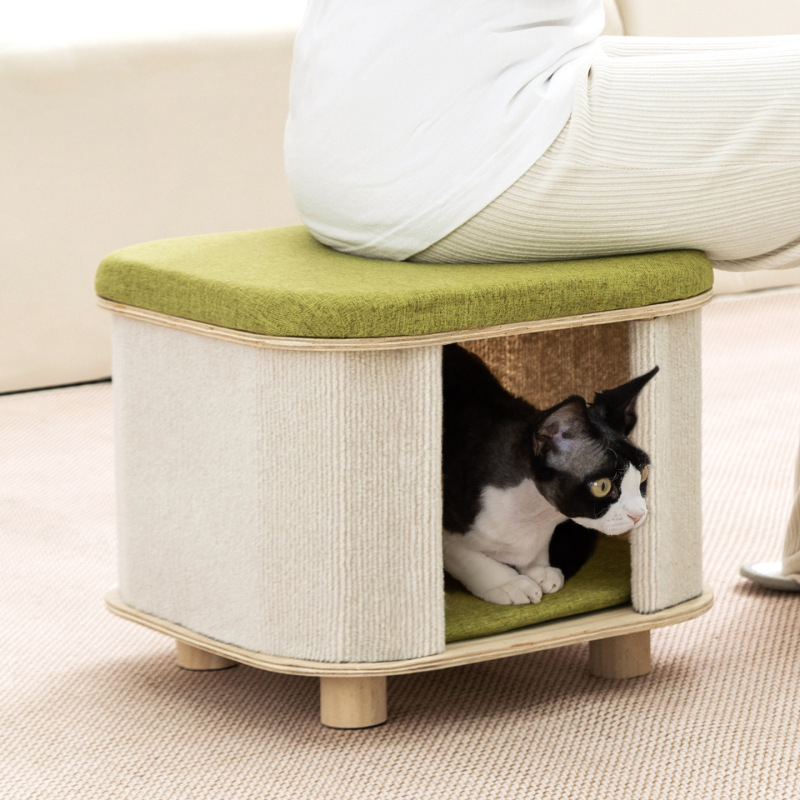 猫の巣、夏用スツール、巣、人間とペットが共有する無垢材の防水密閉型猫ベッド、オールシーズン対応のユニバーサル猫ハウス、ペット用品|undefined