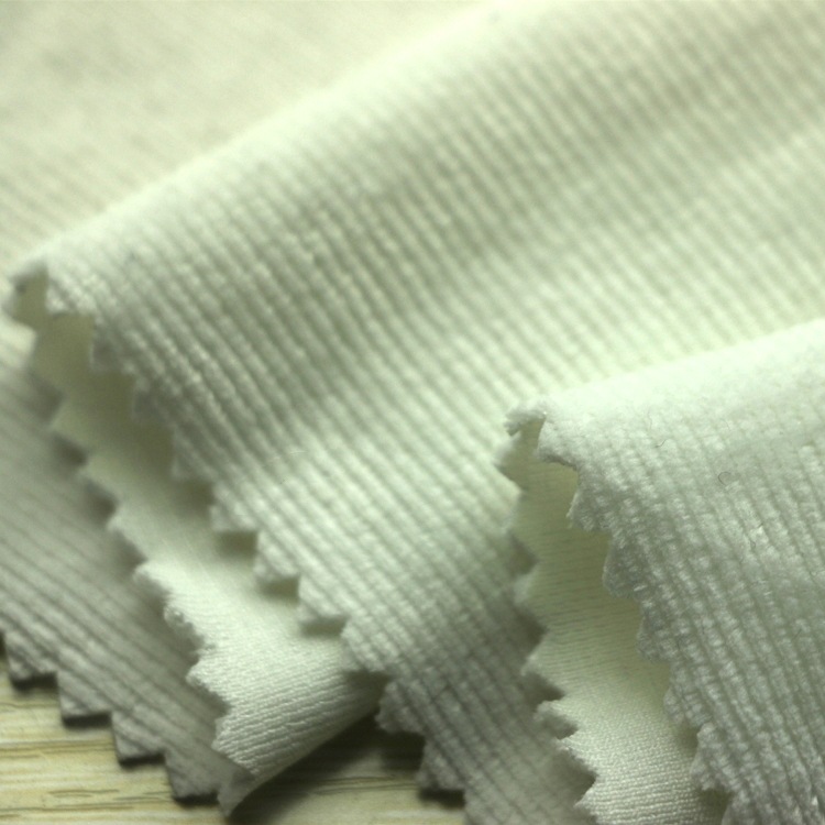 横抽条仿棉绒布料针织纬编弹力灯芯绒涤氨纶2x2抽条天鹅绒布面料