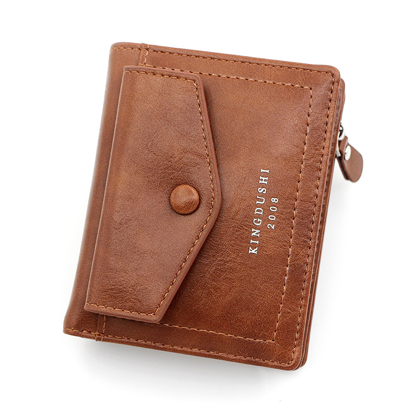 Cartera corta de los hombres casuales de Corea vertical multi-tarjeta de negocios cremallera clave billetera mini monedero de plata