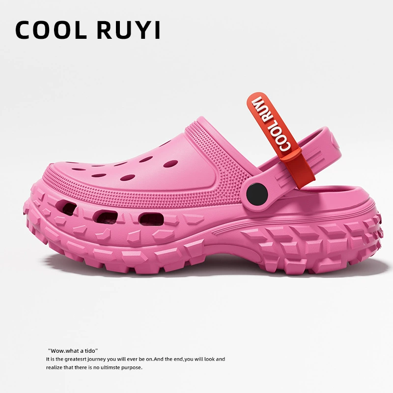 Популярные кроссовки Crocs, увеличивающие рост, нескользящие, против запаха, Crocs, мужские пляжные туфли на толстой подошве.