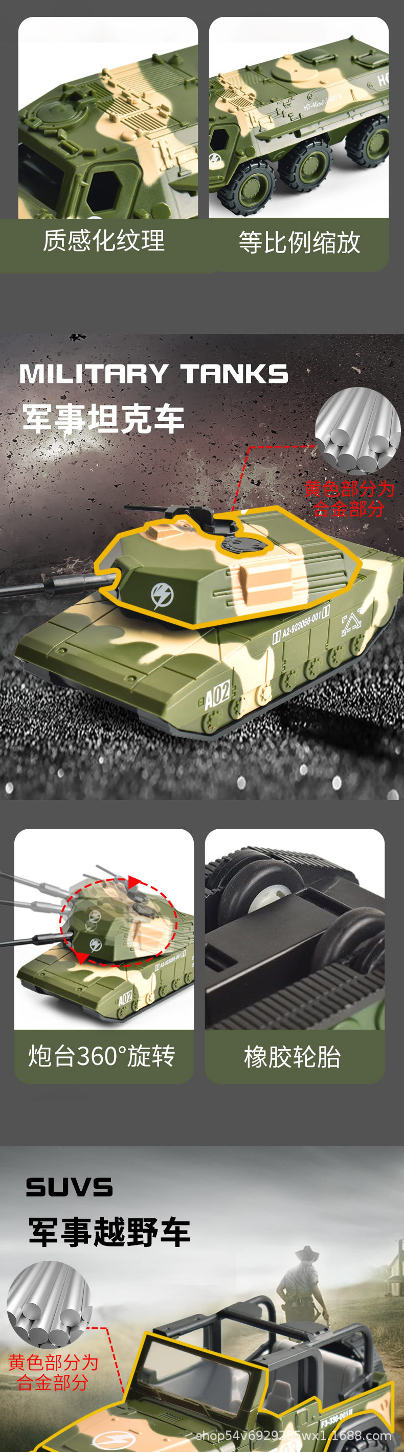 仿真军事模型装甲坦克车儿童玩具车合金男孩回力车垃圾消防工程车144详情6