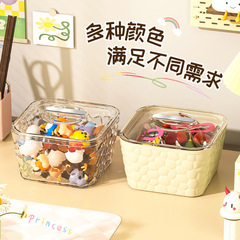 クリーム天板収纳ボックスヘアアクセサリー腕饰りケース大容量カバー付きシュシュひもヘアーアクセサリー透明収纳ケース