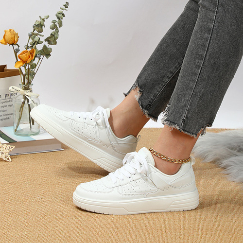 Korean trend couple's platform skate shoes with soft soles and comfortable sports single-layer shoes with lace, fashionable outdoor casual shoes, large size