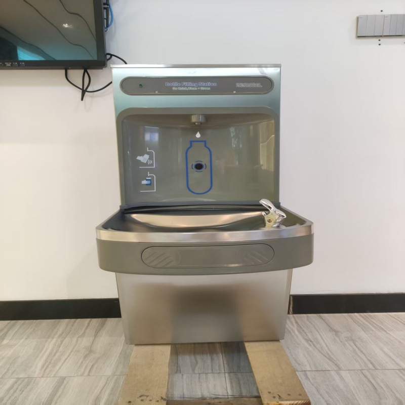 欧美跨境不锈钢直饮机按压感应饮水压缩制冷喷泉壁挂饮水机