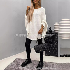 2025 秋の新アマゾンヨーロッパとアメリカのクロスボーダーセーター女性のマントポンチョスタイルのファッションニットショールセーター 4