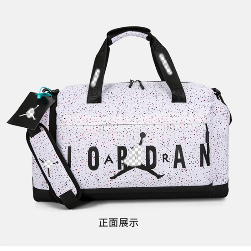 大きな文字がプリントされた AJ トラベルバッグ、大容量の外出用収納ショルダーバッグ、スプライスされたクロスボディバッグ、フィットネスバッグ、スポーツバッグ|undefined