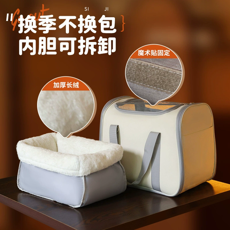 Сумка для кошек, портативная сумка через плечо для домашних животных, большая утолщенная теплая клетка для переноски кошек, дышащий рюкзак для собак