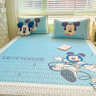 Disneylarge version cool silk latex mat three-piece set bed hat summer cool ice silk cartoon air conditioning mat
