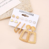 Metal square earrings from pearl, set, suitable for import