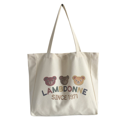 Travel canvas bag women's shoulder  new large capacity student school bag ins literary bag with baby