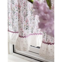 HEGALY 紫苑碎花浪漫法式厨房半帘门帘印花棉布咖啡帘隔断帘