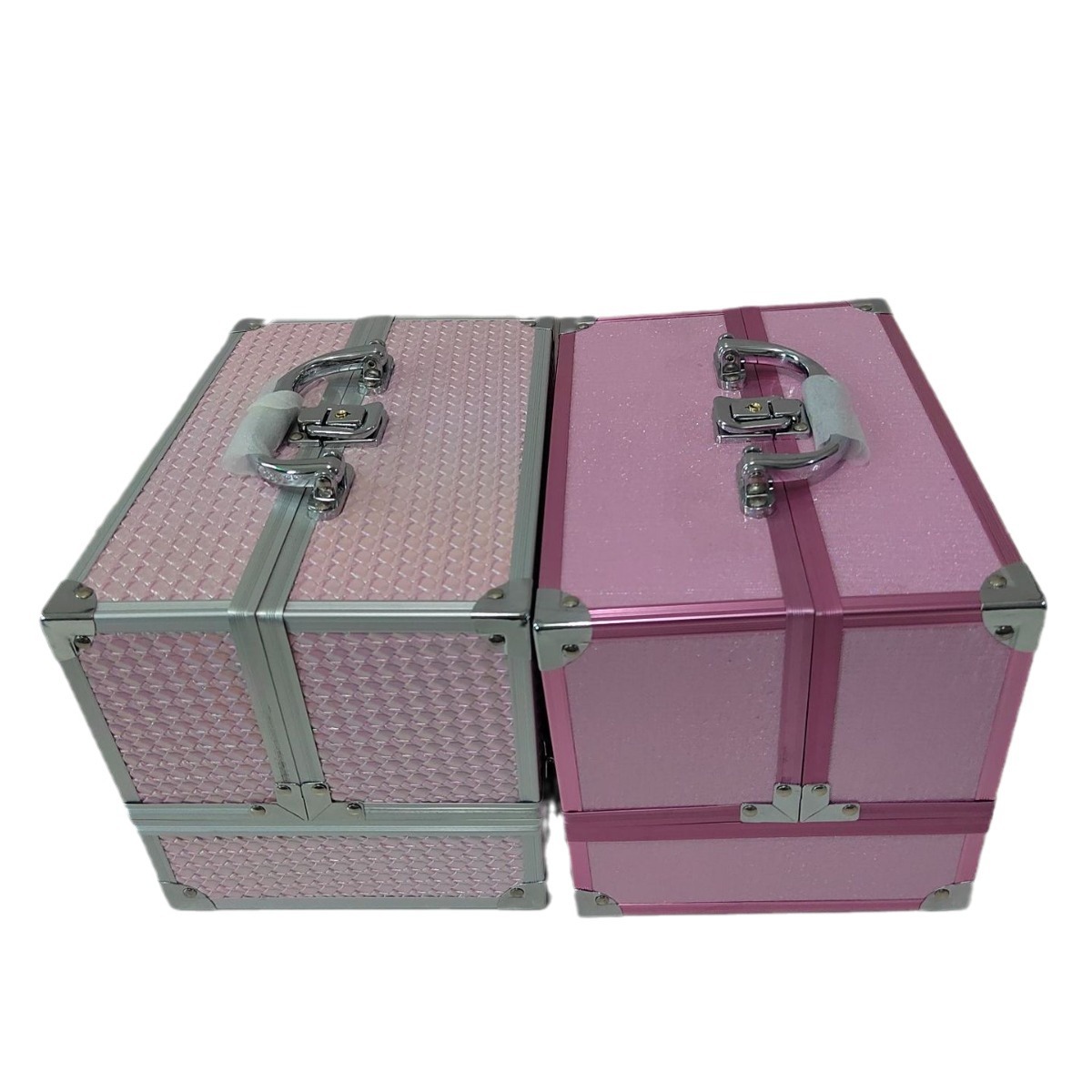 Caja de Maquillaje de Doble Capa de Metal de Gran Capacidad para Almacenamiento Doméstico