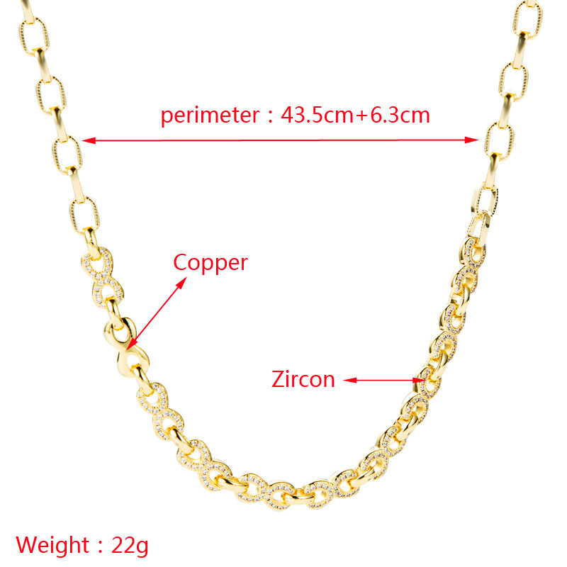 Clavicle Chain Copper Gold-plated Inlaid Zircon Small 8-shaped Chain Hong Kong Style Necklace Wholesale display picture 1