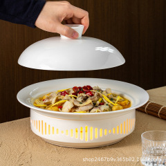 ホテル専用食器スープ皿レストラン加熱明炉キャンドル皿皿皿皿クリエイティブセラミック酸っぱい魚蓋付き