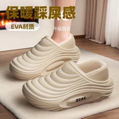 防水包跟棉拖鞋女秋冬季新款加绒保暖情侣居家用外穿防滑棉鞋男士