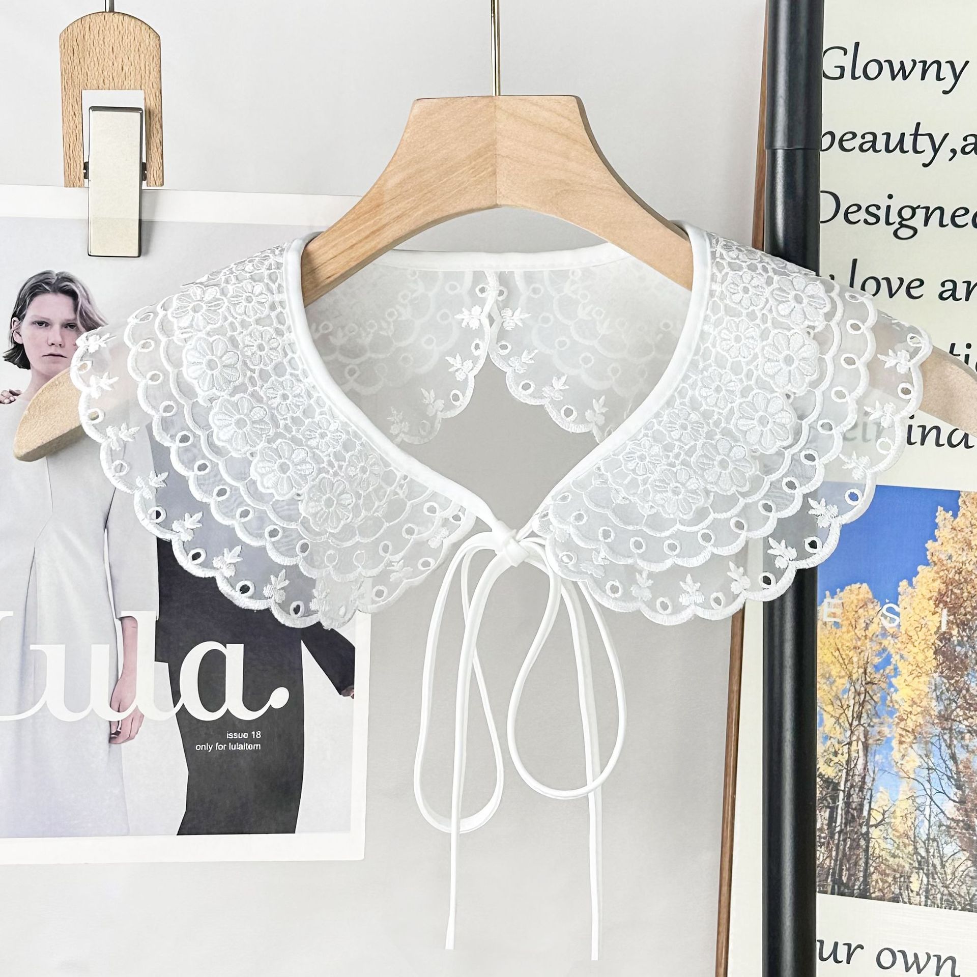 Collar bordado de encaje blanco multicapa encaje + correa diseño de ropa de mujer decoración accesorios