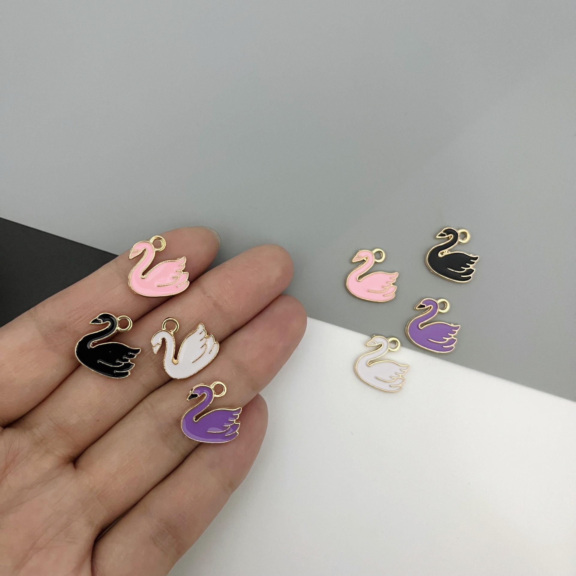 卡通动物系列DIY天鹅滴油配件手工饰品配件手链项链钥匙扣配饰