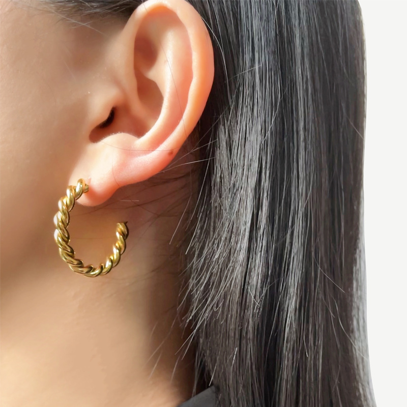 Lady Geometric Stainless Steel Hoop Earrings Plating Stainless Steel Earrings