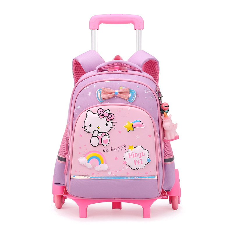 Mochila escolar con ruedas para niños de primaria con seis ruedas que pueden subir escaleras, mochila impermeable de gran capacidad y que reduce la carga para niñas de 1.º a 3.er grado
