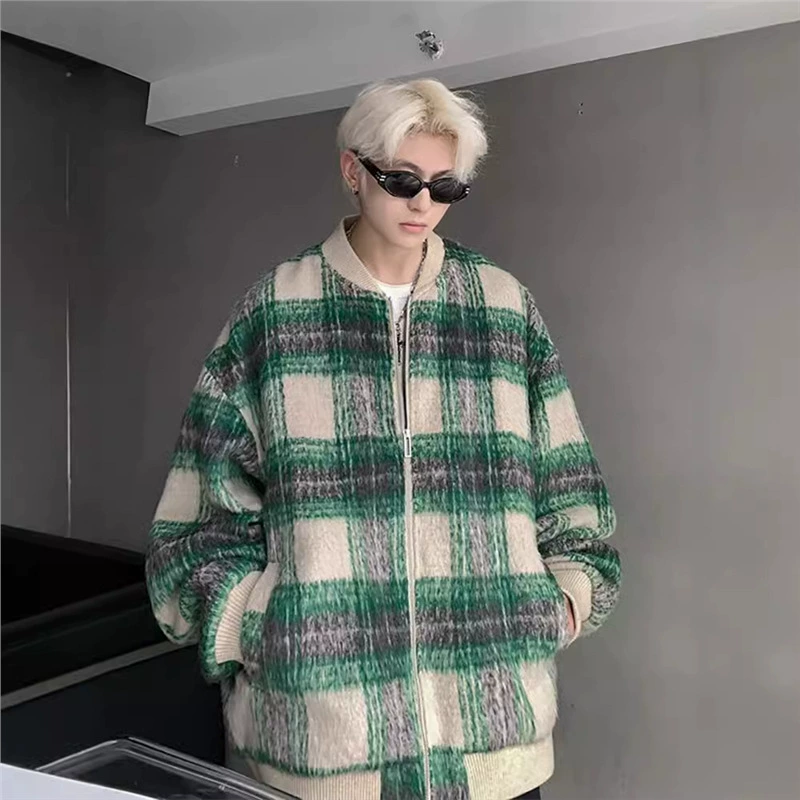 Little Xiangfeng клетчатое пальто мужской осень-зима 2024 новый американский ретро прилив бренда свободный повседневный бейсбольный костюм куртка