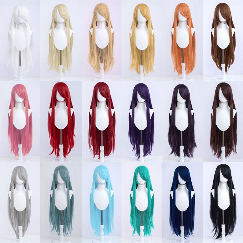 Universal cos Wig Long Straight Hair Animation 100cm Hair Niang Style Fake Hair Long Bangs Full Top Full Head Cover in stock Universal cos Wig Long Straight Hair Animation 100cm Hair Niang Style Fake Hair Long Bangs Full Top Full Head Cover in stock