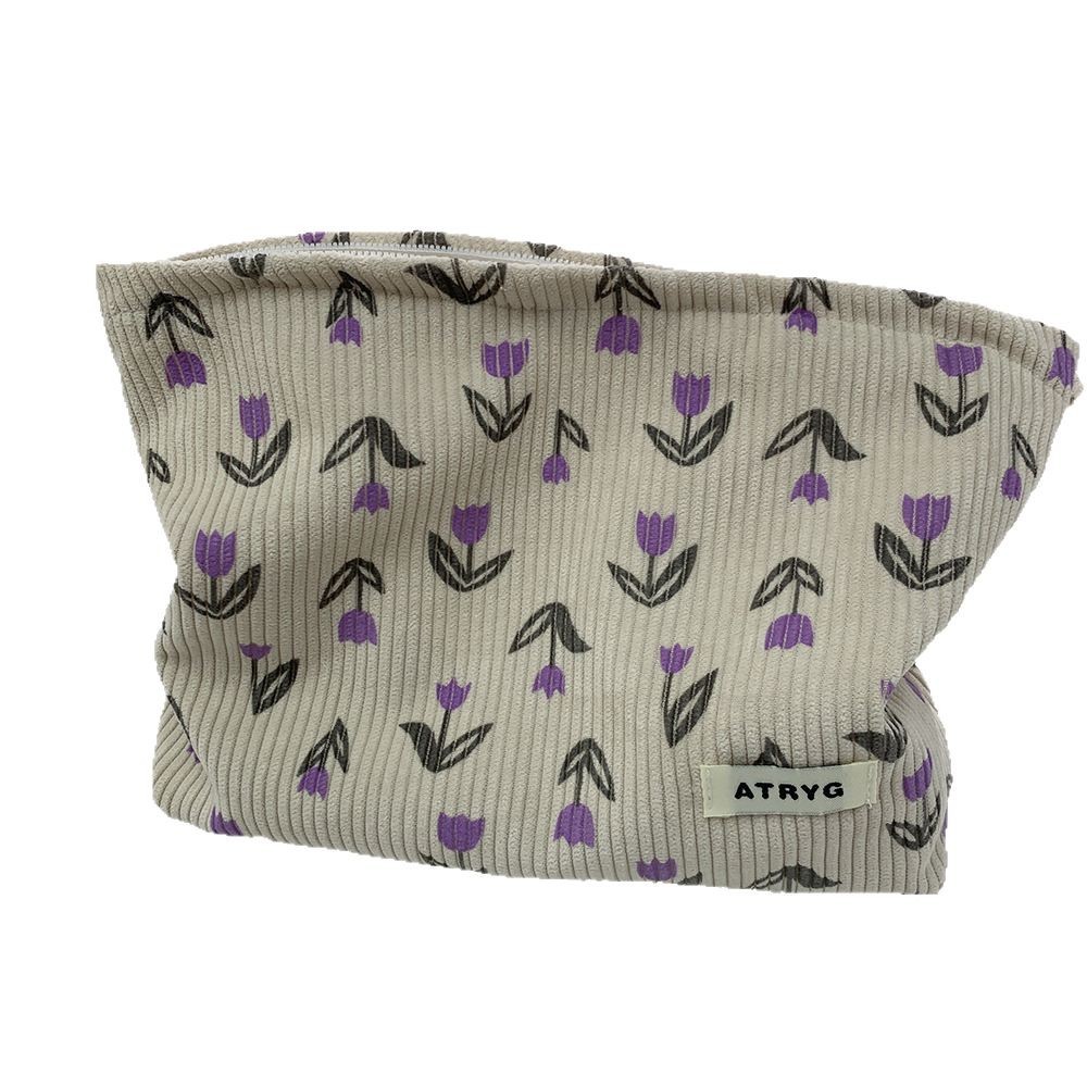 Bolsa de maquillaje de lana de flor de mano de mujer bolsa portátil para productos de cuidado de la piel bolsa de lavado de gran capacidad pequeña y fresca