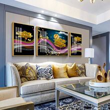 客厅装饰画冰晶玻璃画现代简约沙发背景墙壁画挂画晶瓷画