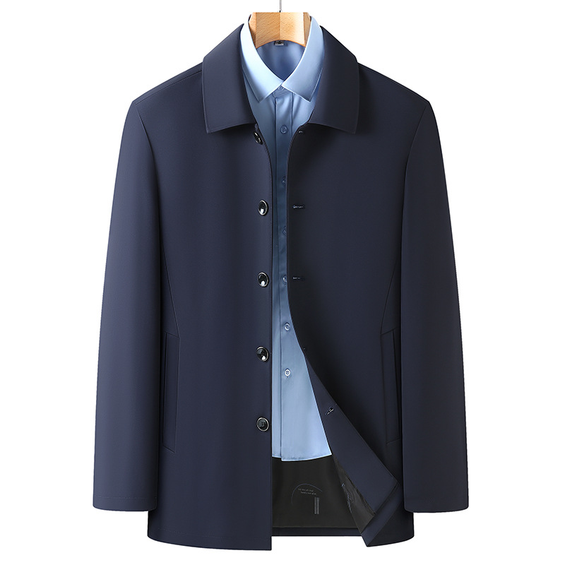 2022 Otoño e Invierno nueva chaqueta de alta gama solapa de negocios de los hombres papá de mediana edad desgaste chaqueta acolchada forrada de lana