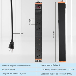 Cross-Border Exclusive American Standard Socket Lightning Protection Overload Protection Export Pdu Aluminum Alloy Shell High Power