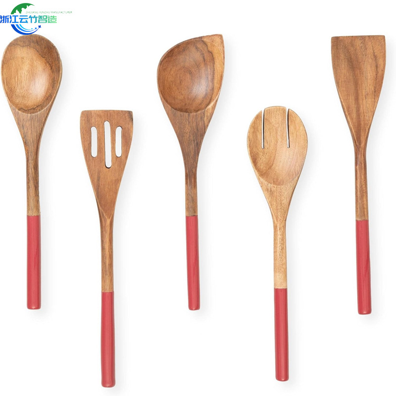 Amazon popular cuchara de madera cocina traje moderno simple antiadherente utensilios de cocina cinco pala herramienta Color opcional