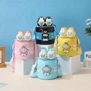316 large capacity double lid thermos cup high color value girls children sippy cup outdoor portable gift cup