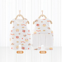 宝宝肚兜秋季纯棉睡袋三层夹棉保暖新生婴儿满月睡觉防踢被子冬