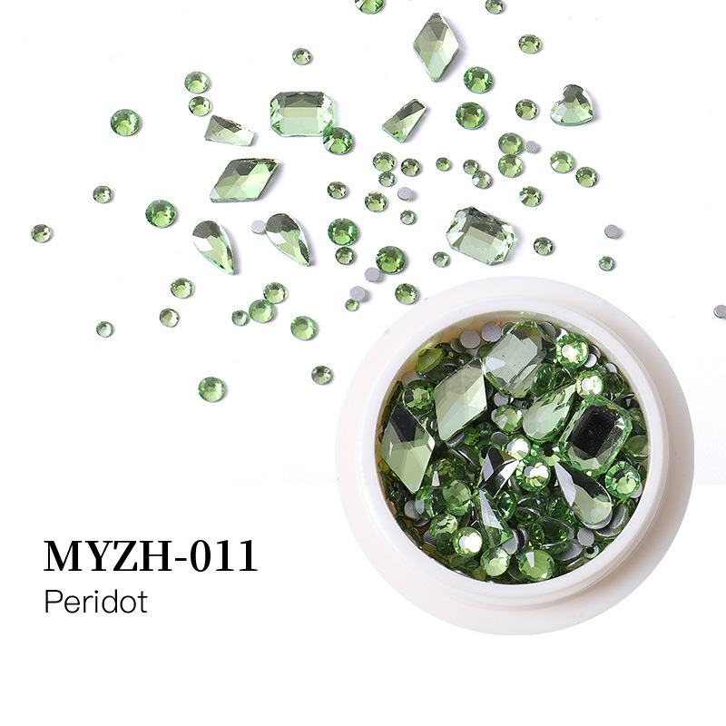 Accesorios de uñas transfronterizos mezclados al por mayor caja redonda de vidrio plano especial en forma de diamante taladro de uñas paquete de material de taladro de uñas al por mayor