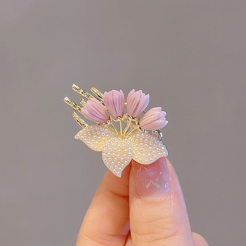 Plating, Inlay Design Women's Sweet Flower Alloy Plating Inlay Artificial Pearls Hair Claws