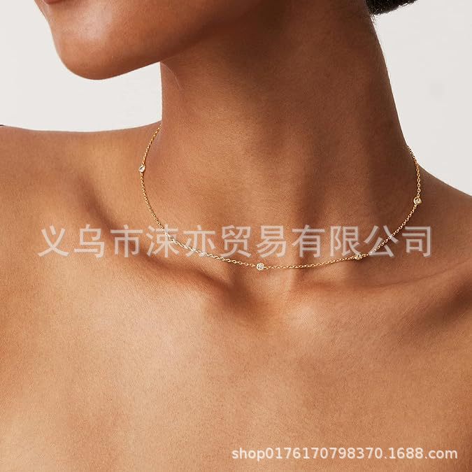 Europe and the United States cross-border personalized clavicle chain zircon necklace fashion elegant summer beach lady jewelry holiday gift