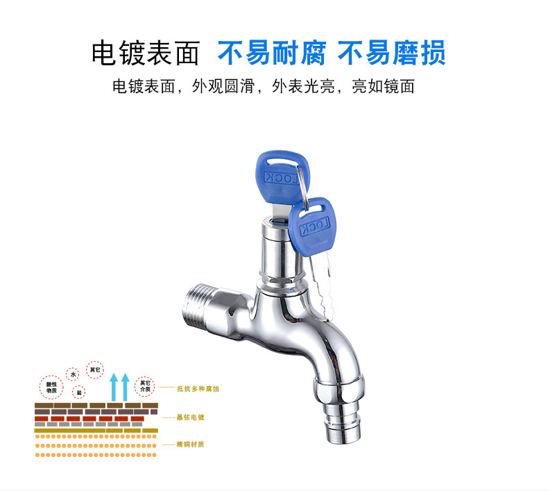 Factory wholesale outdoor lockable pointed faucet for washing machines, outdoor anti-theft faucet for rent with key faucet Item Picture