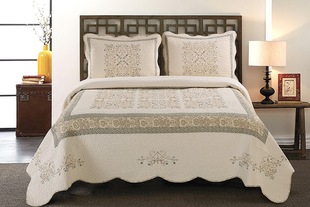 Embroidered Bed Cover Summer Quilt Three-Piece Set Double Bed Cover Bed Sheet Cotton Washable Machine Washable Bed Sheet