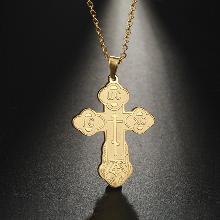 Retro Simple Style Cross Stainless Steel Plating Pendant Necklace display picture 2