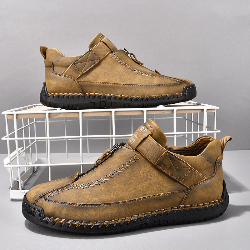 Herren Leder Chukka Boots Handgenähte Freizeitstiefel Outdoor_voghion.com