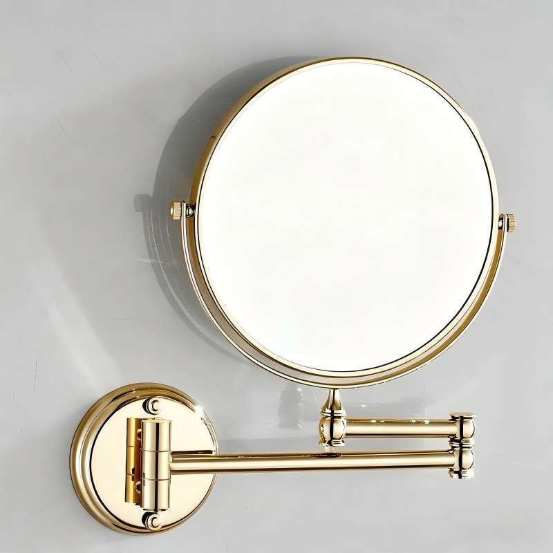 Espejo de Maquillaje LED Doble Cara 3X de Vidrio, Acero Inoxidable Luz LED, Plegable, Retráctil para Baño y Hotel