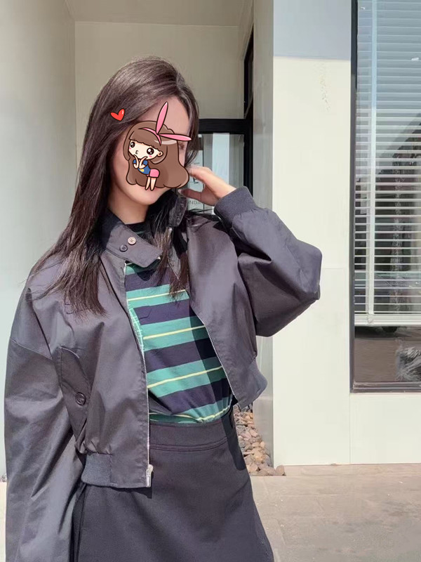 南油高档mm缪缪25ss秋季新款休闲飞行夹克长袖拉链短款外套女辣妹|undefined