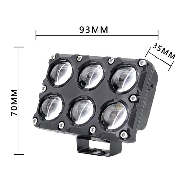 Headlights, Motorcycle Spotlights, External Double-Lens — Motorcycle headlights, headlights - bt-double-row-6-beads-white-and-yellow-always-bright-without-cover