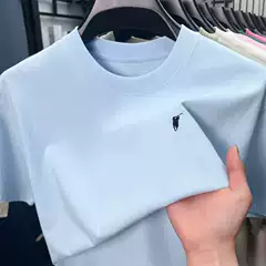 Summer New Cotton Short sleeved T-shirt for Men, High end Pony Embroidery Round Neck Half Sleeve T-shirt, Casual Versatile Top for Men