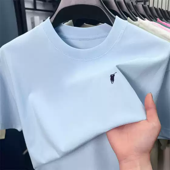 Summer New Cotton Short sleeved T-shirt for Men, High end Pony Embroidery Round Neck Half Sleeve T-shirt, Casual Versatile Top for Men