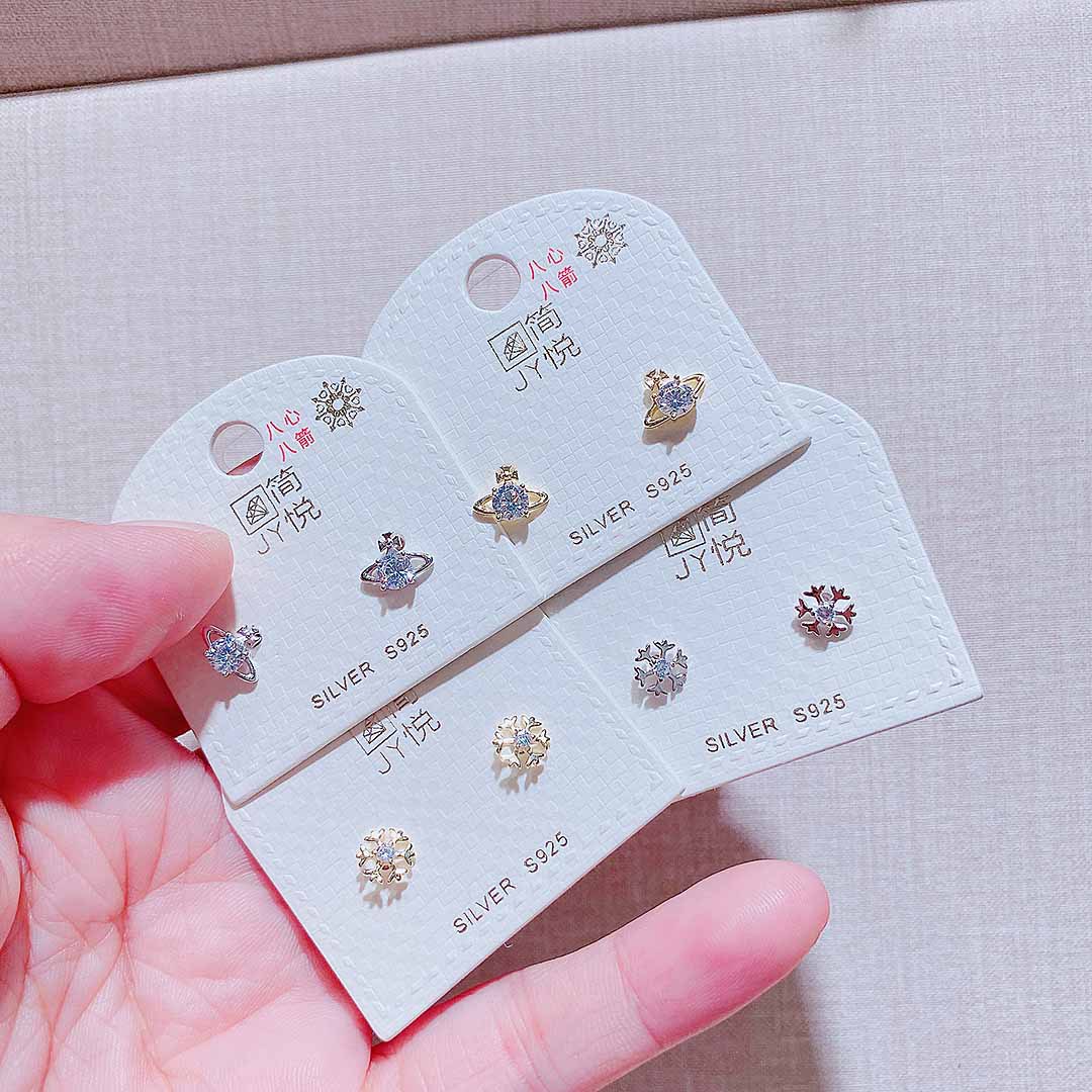 23797简悦银饰S925银耳钉时尚几何形银耳环预售简约小银耳钉22419