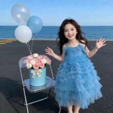 女童吊带连衣裙夏季2026新款儿童网纱裙子夏装女孩洋气背心公主裙