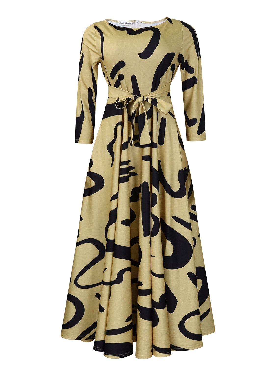 Plus Size African Print Midi Dress Stylish Tie Design Fashionable Comfortable Fabric Spring Summer Collection