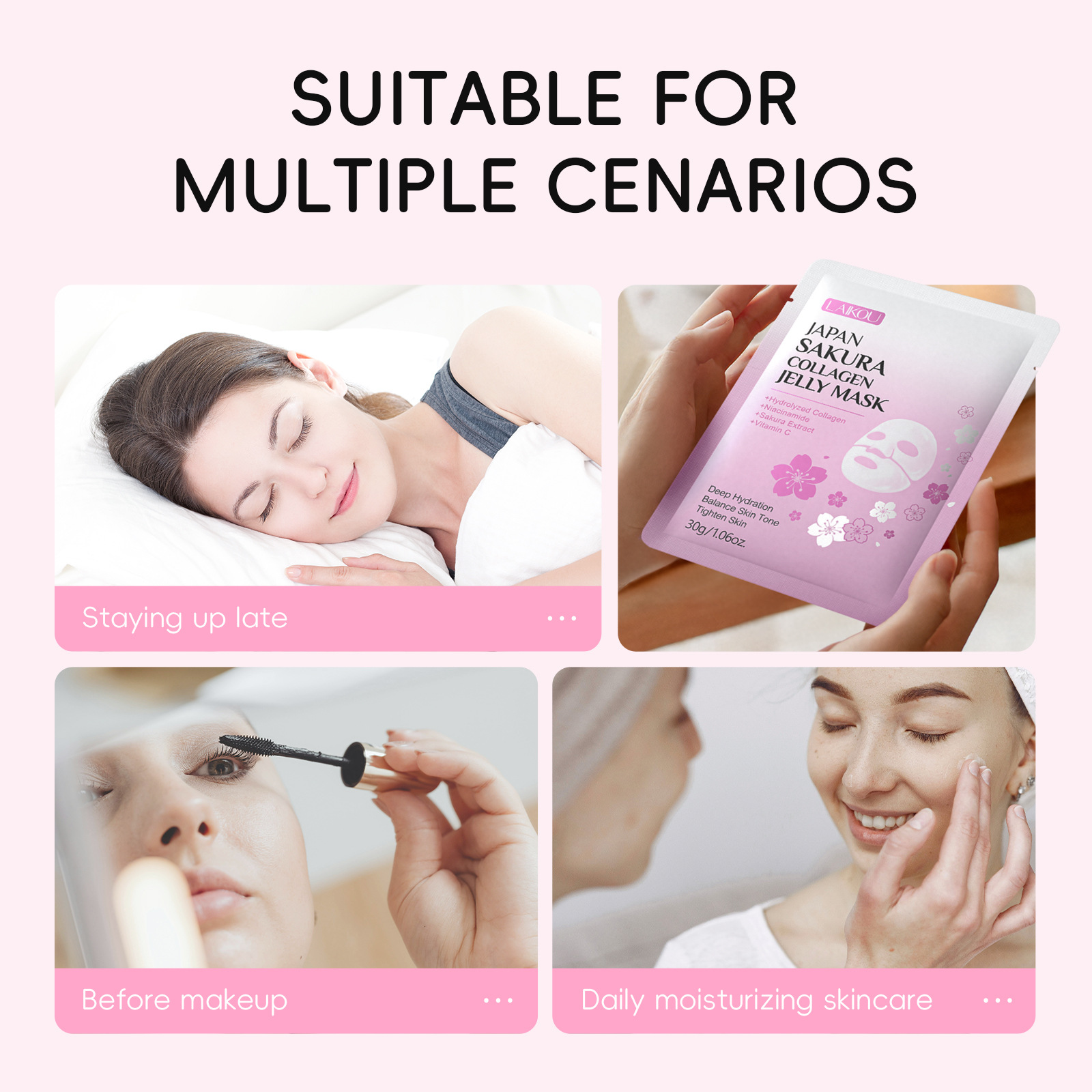Cross-border new product Laikou Cherry Blossom Collagen Jelly Mask 30g Hydrating, Moisturizing and nourishing, one-piece consignment from the manufacturer undefined
